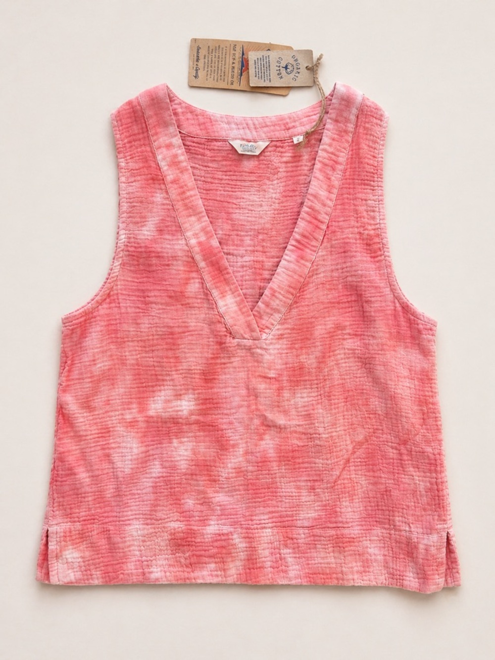 Faherty Coral Organic Cotton Gauze Top M